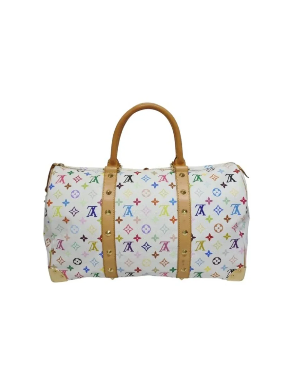 Louis Vuitton Keepall 45 Boston Bag Monogram Multicolor White Takashi Murakami